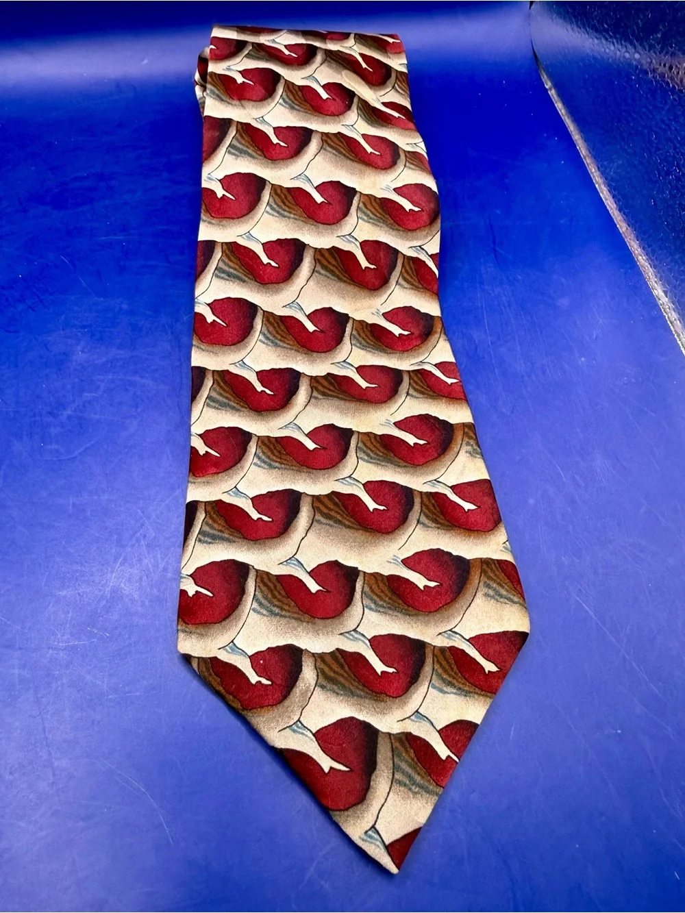 J Garcia Lot of 2 Silk Ties Red Abstract & Scales Coll 15